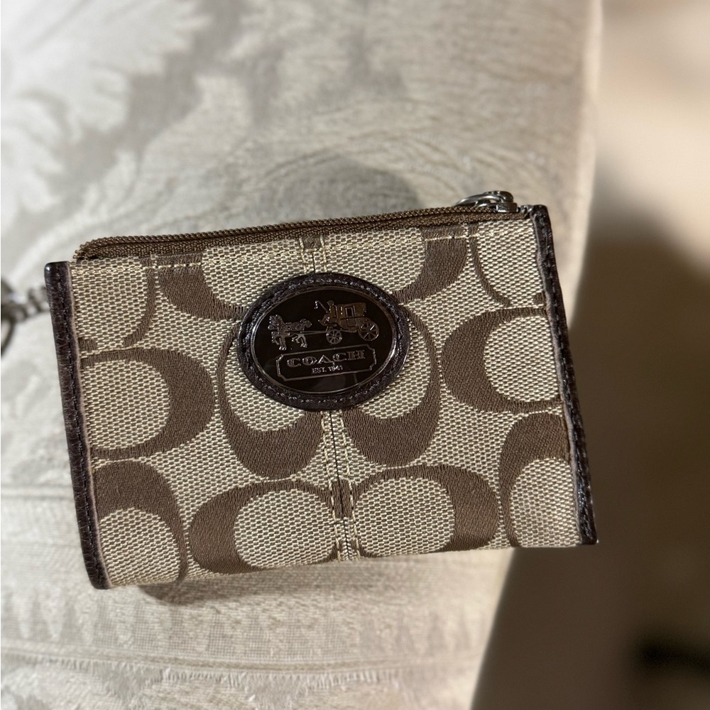 Coach Brown Signature Canvas Wallet Coin purse - Picture 2 of 12